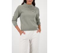 Strickpullover MONARI "Pullover Schmucksteine", Damen, Gr. 44, sage, Strick, Obermaterial: 52% Viskose, 28% Polyester, 20% Polyamid, unifarben, regular fit taillenbedeckt, Rundhals, eingesetzt Rippstr