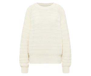 Strickpullover MUSTANG "Damen Style Silas", Damen, Gr. L, sanftes weiß, Strick, 50% Baumwolle, 50% Polyacryl, Rundhals, Pullover Strickpullover (94578702-L) sanftes weiß