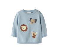 Strickpullover NAME IT "NBMHAPS LS KNIT", Herren, Gr. 74, blau fog, Strick, Obermaterial: 100% Baumwolle, gemustert, regular fit normal, Rundhals, Rippstrickbündchen, Pullover Strickpullover, Baumwoll