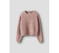 Strickpullover NAME IT "NKFHOLLY LS BOXY SHORT KNIT NOOS", Kinder, Gr. 116, deauville mauve (blank), Strick, Obermaterial: 79% Polyester, 13% Polyacryl, 5% Wolle, 3% Elasthan, meliert, unifarben, bequ