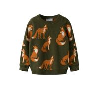Strickpullover NAME IT "NMMOLA LS KNIT BOX", Jungen, Gr. 92, grün (olive night), Strick, Obermaterial: 95% Baumwolle, 5% Polyester, gemustert, regular fit normal, Rundhals, Bündchen, Pullover Strickpu
