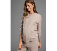 Strickpullover NEUN MONATE "Pullover für Schwangerschaft und Stillzeit", Damen, Gr. 44/46, beige (beige meliert), Feinstrick, Obermaterial: 50% Viskose, 28% Polyester, 22% Polyamid, meliert, unifarben