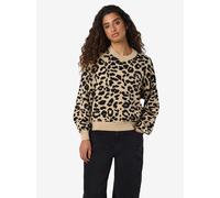 Strickpullover NOISY MAY "NMCHARLOTT L/S O-NECK KNIT FWD NOOS", Damen, Gr. XL, braun (nomad pattern:schwarz leo), Strick, Obermaterial: 52% Viskose, 28% Polyester, 20% Nylon, gemustert, taillenbedeckt