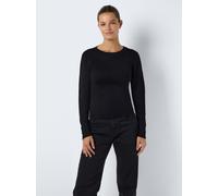 Strickpullover NOISY MAY "NMJAZ L/S O-NECK KNIT FWD NOOS", Damen, Gr. XS, schwarz, Strick, Obermaterial: 70% Viskose, 30% Polyester, unifarben, taillenbedeckt, Rundhals, Pullover Strickpullover (69727