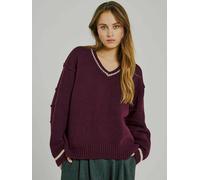 Strickpullover NORR "NORR Sweater Margot", Damen, Gr. 38, lila (deep cherry), Obermaterial: 60% Baumwolle, 40% Polyacryl, Pullover Strickpullover (88927117-38) deep cherry