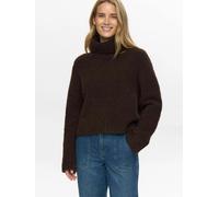 Strickpullover NÜMPH "Nümph Sweater NUWILLA", Damen, Gr. L, schwarz coffee, Obermaterial: 30% Polyester, 28% Polyamid, 20% Wolle, 15% Polyacryl, 5% Alpaka, 2% Elasthan, Pullover Strickpullover (280833