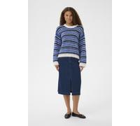 Strickpullover SAINT TROPEZ "Strickpullover OlmaSZ", Damen, Gr. L, blau (k.blau ice navy stripes), Obermaterial: 70% Polyester PES. 21% Polyamid PA. 8% Wolle mw. 1% Elasthan EL., Pullover Strickpullov