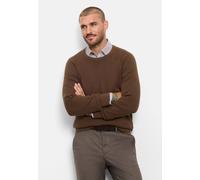 Strickpullover OLYMP "OLYMP Level Five Strick, Pullover Rundhals", Herren, Gr. L, braun, 89% Baumwolle, 11% Polyamid, Pullover Strickpullover (25622845-L) braun