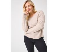 Strickpullover ONLY CARMAKOMA "CARCAMILLA V-NECK L/S PULLOVER KNT NOOS", Damen, Gr. XL, beige (pumice stone detail:melange), Strick, Obermaterial: 74% Polyacryl, 24% Polyester, 2% Elasthan, meliert, n