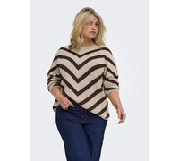 Strickpullover ONLY CARMAKOMA "CARELIZA L/S PULLOVER KNT NOOS", Damen, Gr. XL, braun (string detail:coffee bean), Strick, Obermaterial: 81% Polyacryl, 19% Polyester, normal normal, Rundhals, Pullover