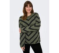 Strickpullover ONLY CARMAKOMA "CARELIZA L/S PULLOVER KNT NOOS", Damen, Gr. XL, lizard detail:w, schwarz, Strick, Obermaterial: 81% Polyacryl, 19% Polyester, gemustert, normal normal, Rundhals, Pullove