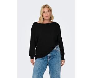 Strickpullover ONLY CARMAKOMA "CARNEW ADALINE LIFE L/S PULLOVER KNT", Damen, Gr. M, schwarz, Strick, Obermaterial: 80% Viskose, 20% Nylon, unifarben, normal normal, Rundhals, Pullover Strickpullover,