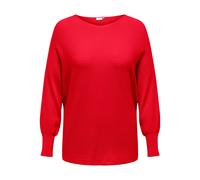 Strickpullover ONLY CARMAKOMA "CARNEW ADALINE LIFE L/S PULLOVER KNT", Damen, Gr. XL, high risk rot, Strick, Obermaterial: 80% Viskose, 20% Nylon, unifarben, normal normal, Rundhals, Pullover Strickpul