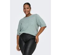 Strickpullover ONLY CARMAKOMA "CARRICA LIFE 2/4 PULLOVER KNT NOOS", Damen, Gr. M, chinois grün detail:melange, Strick, Obermaterial: 93% Polyester, 4% Nylon, 3% Elasthan, meliert, regular fit normal,