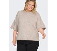 Strickpullover ONLY CARMAKOMA "CARSIMONI 3/4 PULLOVER KNT NOOS", Damen, Gr. S, pumice stone detail:melange, Strick, Obermaterial: 74% Polyacryl, 24% Polyester, 2% Elasthan, meliert, regular fit normal