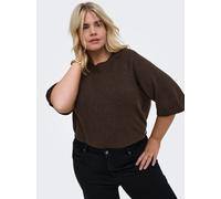 Strickpullover ONLY CARMAKOMA "CARSIMONI 3/4 PULLOVER KNT NOOS", Damen, Gr. XL, braun (coffee bean detail:melange), Strick, Obermaterial: 74% Polyacryl, 24% Polyester, 2% Elasthan, meliert, regular fi