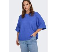 Strickpullover ONLY CARMAKOMA "CARSIMONI 3/4 PULLOVER KNT NOOS", Damen, Gr. XL, ultramarine detail:melange, Strick, Obermaterial: 74% Polyacryl, 24% Polyester, 2% Elasthan, meliert, regular fit normal