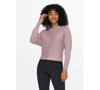 Strickpullover ONLY "ONLADALINE L/S SHORT PULLO KNT NOOS", Damen, Gr. L, rosa (burnished lila detail:melange), Strick, Obermaterial: 80% Viskose, 20% Nylon, meliert, regular fit normal, U-Boot-Ausschn