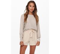 ONLY Damen Kurzer Strickpullover | Knitted Basic Stretch Sweater | Langarm Shirt U-Boot ONLADALINE, Farben:Beige, Größe:M