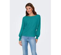 Strickpullover ONLY "ONLADALINE L/S SHORT PULLO KNT NOOS", Damen, Gr. S, teal, Strick, Obermaterial: 80% Viskose, 20% Nylon, unifarben, regular fit normal, U-Boot-Ausschnitt, Rippstrickbündchen, Pullo