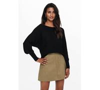 Strickpullover ONLY "ONLADALINE L/S SHORT PULLO KNT NOOS", Damen, Gr. XS, schwarz, Strick, Obermaterial: 80% Viskose (LENZING™ ECOVERO™), 20% Nylon, unifarben, regular fit normal, U-Boot-Ausschnitt, R