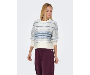 Strickpullover ONLY "ONLARIANNE L/S PULLOVER KNT NOOS", Damen, Gr. L, pumice stone detail:vintage indogo, kentucky blau, Strick, Obermaterial: 96% Polyester, 4% Elasthan, gestreift, regular fit hüftla