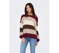 Only Strickpullover Onlatia L/S Stripe Noos, gestreift, Viskose-Mix, Damen Gr. M, Zinfandel