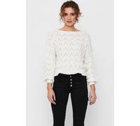 Strickpullover ONLY "ONLBRYNN LIFE STRUCTURE L/S PUL KNT", Damen, Gr. M, weiß (cloud dancer), Strick, Obermaterial: 70% Baumwolle, 30% Polyester, unifarben, Basic hüftlang, U-Boot-Ausschnitt, Strickbü