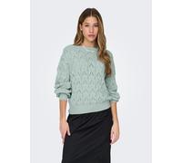 Strickpullover ONLY "ONLBRYNN LIFE STRUCTURE L/S PUL KNT", Damen, Gr. S, jadeite, Strick, Obermaterial: 70% Baumwolle, 30% Polyester, unifarben, Basic hüftlang, U-Boot-Ausschnitt, Strickbündchen, Pull