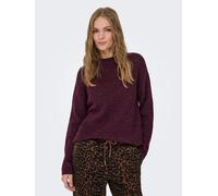 Strickpullover ONLY "ONLCAMILLA O-NECK L/S PULLOVER KNT", Damen, Gr. S, lila (mauve wine detail:melange), Strick, Obermaterial: 74% Polyacryl, 24% Polyester, 2% Elasthan, meliert, regular fit normal, 