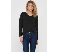 Strickpullover ONLY "ONLCAMILLA V-NECK L/S PULLOVER KNT NOOS", Damen, Gr. M (38), grau (dunkelgrau melange), Strick, Obermaterial: 74% Polyacryl, 24% Polyester, 2% Elasthan, meliert, figurumspielend n