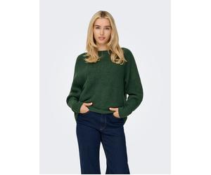Strickpullover ONLY "ONLDANIELLA L/S PULLOVER KNT NOOS", Damen, Gr. L, grün (pineneedle detail:melange), Strick, Obermaterial: 77% Polyacryl, 19% Polyester, 4% Elasthan, meliert, regular fit normal, R