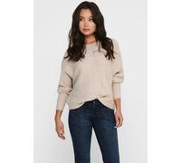 Strickpullover ONLY "ONLDANIELLA L/S PULLOVER KNT NOOS", Damen, Gr. XS, beige (ecru melange), Strick, Obermaterial: 77% Polyacryl, 19% Polyester, 4% Elasthan, meliert, regular fit normal, Rundhals, Fl