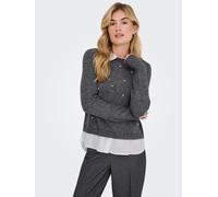 Strickpullover ONLY "ONLDOLLY LS WOVEN MIX PEARL PULL CC KNT", Damen, Gr. XL, grau (medium grau melange detail:with cloud dancer woven mix), Strick, Obermaterial: 76% Polyacryl, 21% Polyester, 3% Elas