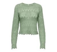 Strickpullover ONLY "ONLELKE LIFE LS PULLOVER KNT NOOS", Damen, Gr. S, laurel grün, Strick, Obermaterial: 70% Baumwolle, 30% Polyester, Strukturmuster, unifarben, kurz, Rundhals, Pullover Strickpullov