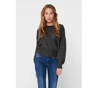 Strickpullover ONLY "ONLELSA L/S PULLOVER KNT NOOS", Damen, Gr. XS, schwarz (medium grau melange detail:with schwarz pearls), Strick, Obermaterial: 70% Polyacryl, 28% Polyester, 2% Elasthan, meliert, 