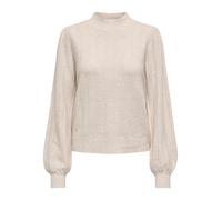 Strickpullover ONLY "ONLFIRENZE LS HIGHNECK PULLOVER KNT NCA", Damen, Gr. XS, beige (weißcap gray detail:with melange), Strick, Obermaterial: 52% Polyester, 41% Polyacryl, 4% Wolle, 3% Elasthan, melie