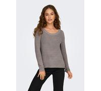 Strickpullover ONLY "ONLGEENA XO L/S PULLOVER KNT NOOS", Damen, Gr. L (40), grau (satellite), Strick, Obermaterial: 65% Polyacryl, 35% Polyamid, unifarben, modisch, regular fit Po-bedeckend, Rundhals,