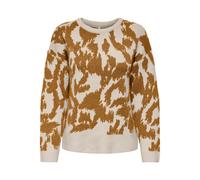 Strickpullover ONLY "ONLGIGI LS GLITTER O-NECK KNT", Damen, Gr. L, beige (birch detail:golden braun glitter), Strick, Obermaterial: 65% Polyester, 18% metallisierte Fasern, 12% Viskose, 3% Wolle, 2% E