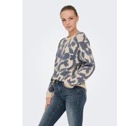 Strickpullover ONLY "ONLGIGI LS GLITTER O-NECK KNT", Damen, Gr. M, birch detail:vintage indigo glitter, Strick, Obermaterial: 65% Polyester, 18% metallisierte Fasern, 12% Viskose, 3% Wolle, 2% Elastha