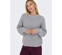 Strickpullover ONLY "ONLGILA LIFE LS STRUCTURE O-NECK BF KNT", Damen, Gr. XS, grau (medium grau melange), Strick, Obermaterial: 79% Polyester, 13% Polyacryl, 5% Wolle, 3% Elasthan, unifarben, regular 