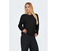 Strickpullover ONLY "ONLHAZEL LS DETAIL O-NECK BF KNT", Damen, Gr. M, schwarz, Strick, Obermaterial: 93% Polyester, 4% Wolle, 3% Elasthan, unifarben, regular fit, Rundhals, Rippbündchen, Pullover Stri