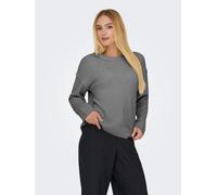 Strickpullover ONLY "ONLHAZEL LS DETAIL O-NECK BF KNT", Damen, Gr. XL, medium grau melange, Strick, Obermaterial: 93% Polyester, 4% Wolle, 3% Elasthan, unifarben, regular fit, Rundhals, Rippbündchen, 