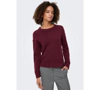 Strickpullover ONLY "ONLHAZEL LS DETAIL O-NECK BF KNT", Damen, Gr. XS, winetasting detail:melange, Strick, Obermaterial: 93% Polyester, 4% Wolle, 3% Elasthan, meliert, regular fit, Rundhals, Rippbündc