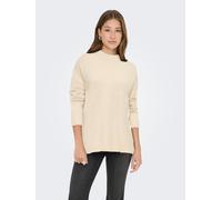 Strickpullover ONLY "ONLHAZEL LS HIGHNECK OVERS PULL KNT NOOS", Damen, Gr. L, weiß (weißcap gray detail:melange), Strick, Obermaterial: 93% Polyester, 4% Nylon, 3% Elasthan, meliert, oversize Po-bedec