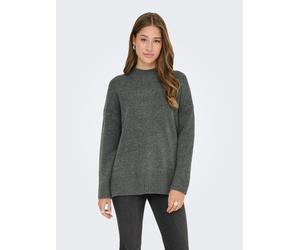 Strickpullover ONLY "ONLHAZEL LS HIGHNECK OVERS PULL KNT NOOS", Damen, Gr. M, grün (balsam grün detail:melange), Strick, Obermaterial: 93% Polyester, 4% Nylon, 3% Elasthan, meliert, oversize Po-bedeck