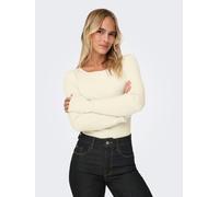 Strickpullover ONLY "ONLIBI LS RIB BOATNECK CC KNT", Damen, Gr. XL, weiß (weißcap gray), Strick, Obermaterial: 50% Viskose, 27% Nylon, 23% Polyester, unifarben, normal, U-Boot-Ausschnitt, Pullover Str