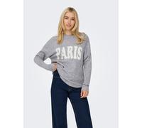 Strickpullover ONLY "ONLJERICO L/S PULLOVER KNT NOOS", Damen, Gr. M, grau (grau melange detail:cd paris), Strick, Obermaterial: 68% Polyacryl, 12% Polyester, 11% Nylon, 6% Wolle, 3% Elasthan, bedruckt