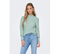Strickpullover ONLY "ONLKATIA L/S HIGHNECK PULLOVER KNT NOOS", Damen, Gr. L, grau (gray mist detail:melange), Strick, Obermaterial: 50% Viskose, 27% Nylon, 23% Polyester, meliert, regular fit normal,