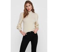 Strickpullover ONLY "ONLKATIA L/S HIGHNECK PULLOVER KNT NOOS", Damen, Gr. M, grau (weißcap gray melange), Strick, Obermaterial: 50% Viskose, 27% Nylon, 23% Polyester, meliert, unifarben, regular fit n